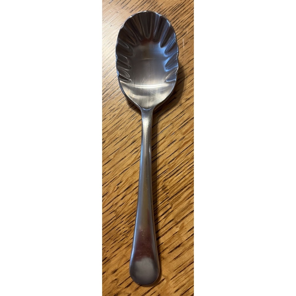 Oneida 18/10 Stainless Solid Handle Sugar Shell Spoon 6 3/8"